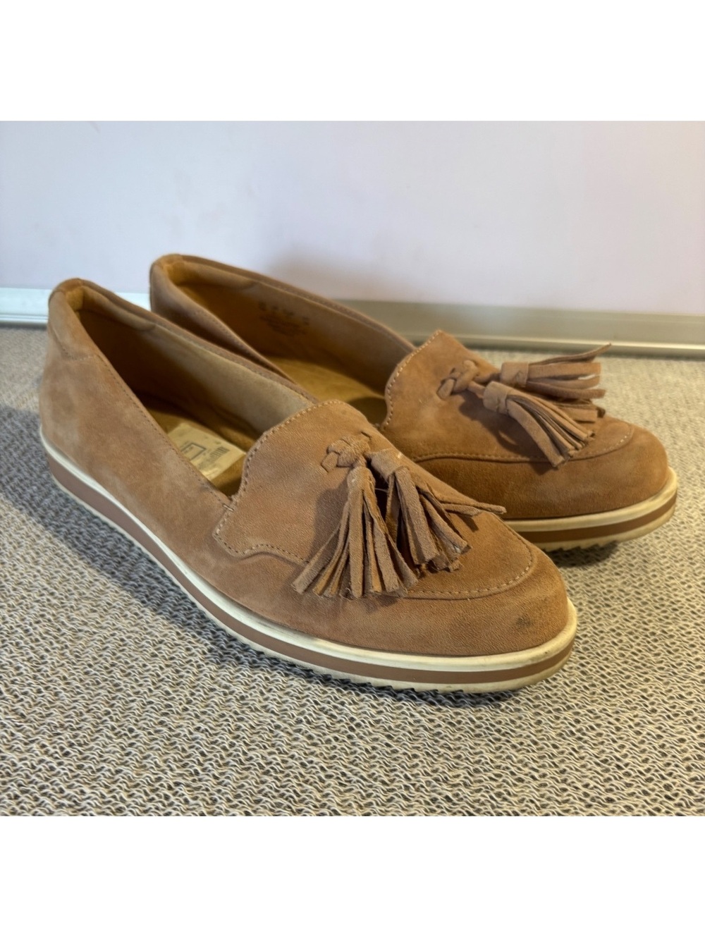 Naturalizer Rosalie Tassel Loafers Womens 7 Wide Suede Leather Shoes Preppy